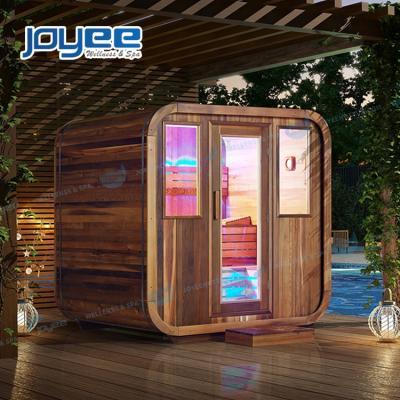 China JOYEE Red Cedar Infrared Sauna Infrared Sauna Computer Control Panel In Sauna Luxury Solid Wood Outdoor Steam Bath Cube Cabin On Sale for sale