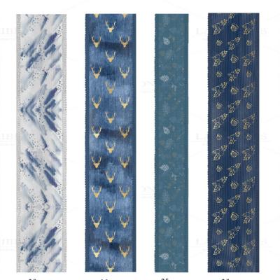 China Recyled LaRibbons Wholesale Custom Christmas Printed Blue Ribbons For DIY Gift Wrapping for sale