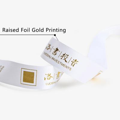 China High Grade Customized Customized Logo Black Printed 100% Polyester Grosgrain Ribbon Sustainable for sale