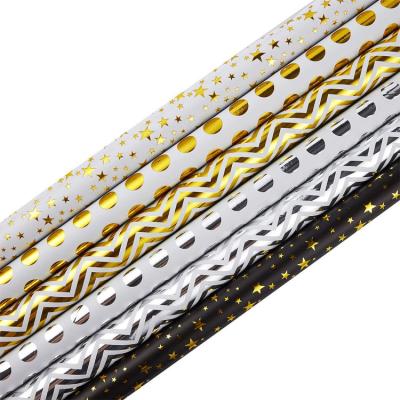 China Factory Wholesale Printed Decorative Gold Wrapping Paper Waterproof And Silver Foil Gift Roll For Gift Wrapping for sale