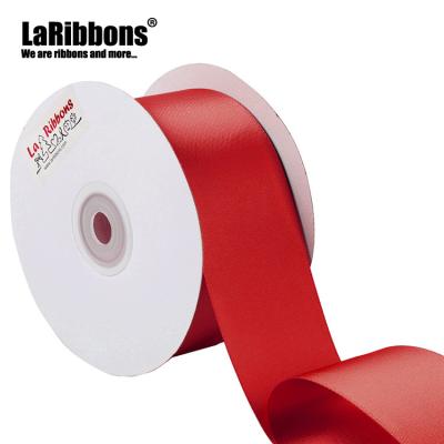 China Double Face Wholesale 2 Inch Double Face Hot Red 100% Polyester Satin Ribbon for sale