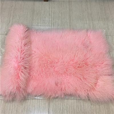 China Woolen Auto Mongolian Sheepskin Long Curly Upholstery Sheepskin Blanket Carpet for sale