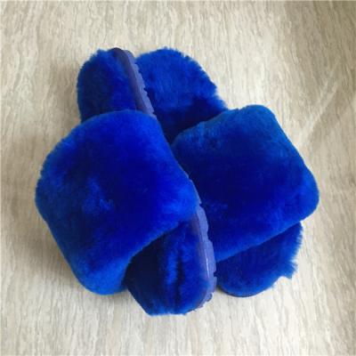 China Wholesale Sheepskin Fur Anti-odor Women Colorful Shearling Sheepskin Leather Slippers for sale