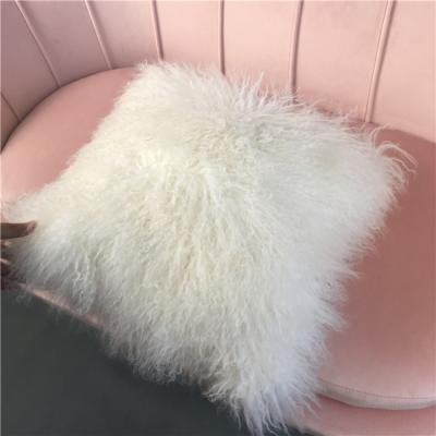 China Factory Direct Sale Inflatable White Mongolian Curly Hair Fur Pillows for sale