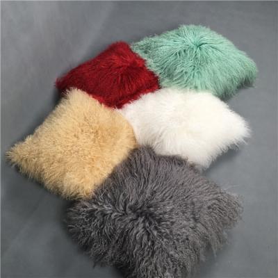 China Inflatable Mongolian Lamb Fur Pillows Tibet Sheep Fur Pillows for sale