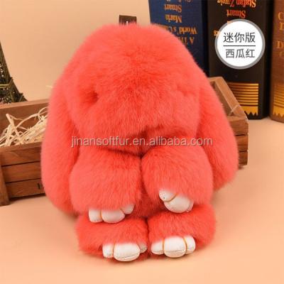 China Bunny Keychain Cell Phone Accessories Real Fur Key Chain 100% Hand Made Cute Rabbit for sale