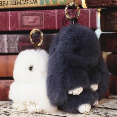 China Cute Bunny Fur Keychain Rabbit Car Key Chains Furry Handbag Pendant for sale