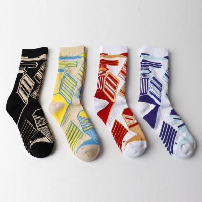 China Wholesale QUICK DRY fashion colorful crew men's casual wear style street grid sport sock basketball socks Calceta for sale