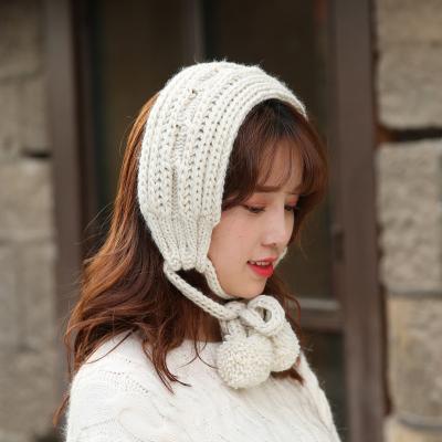 China Popular Autumn Winter Warm Cut Earmuffs Solid Color Knitted Wool Ear Muffs For Women for sale