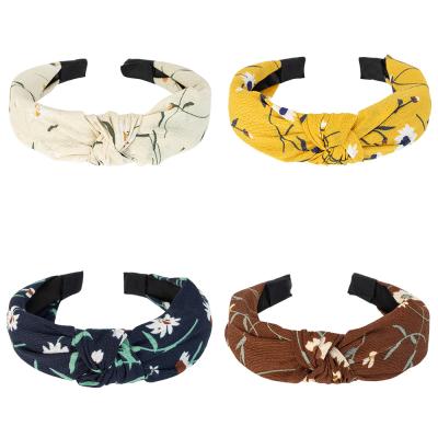 China Popular High Quality Multicolor Hairband Fashion Elegant Fabric Bow Knotted Hair Band for sale