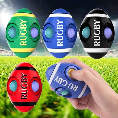 China Funny Ball Educational Kids Gyro Spinning Finger Snap Press Finger Football Silicone Toy Rugby for sale