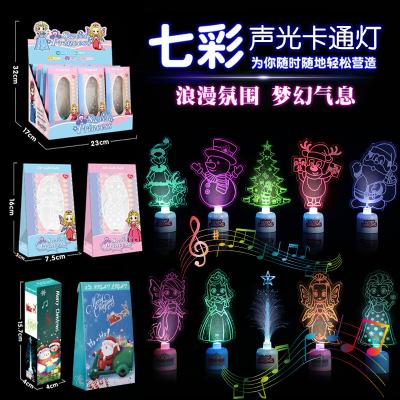 China Small Plastic Night Light Santa Claus Christmas Tree Shaped Led 3D Lamp Colorful Flash Acrylic Night Light For Kids for sale