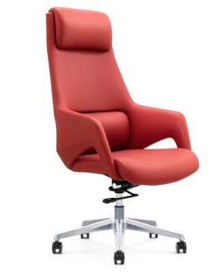 China Adjustable (height) Manufactory Direct Orange Cover Luxury Leather Manager Staff High Back Mesh Swivel Office Boss Chair for sale