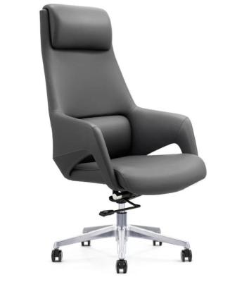 China Adjustable (height) Modern Design Stainless Steel Vip Luxury High Back Swivel Executive Leather Office Boss Chair for sale