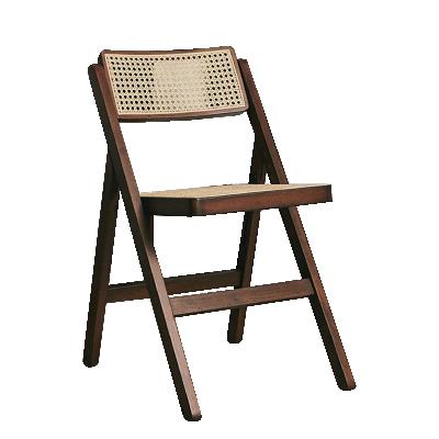 China Modern Nordic Home Living Room Rattan Solid Wood Foldable Chair Dining Chair Lounger for sale