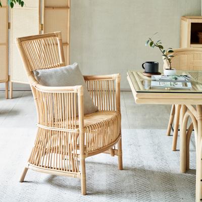 China Japanese Style Full Rattan Furniture Natural Spinning Rattan Dining Chair Leisure for sale