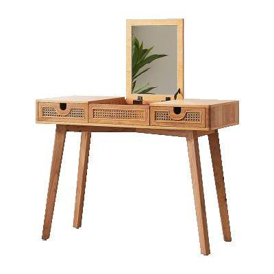 China Japanese Japanese rattan woven solid wood multifunctional dressing table for sale