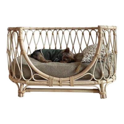 China Sustainable Japanese Handmade Rattan Woven Rattan Woven Pet Bed Pet Sofa Rattan Chair Pet Bed for sale