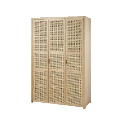 China Japanese Style Simple Solid Wood Weaving Rattan Wardrobe Multi Purpose for sale