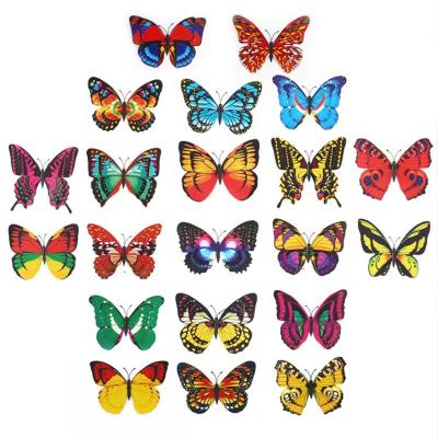 China PVC Home Wall Sticker 12cm Double Layers Decorative Butterfly Stakes Waterproof Party Butterflies For Outdoor Garden Ornaments Decoration for sale