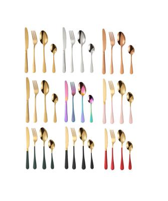 China Stainless Steel 4pcs Matte Gold Colored Silverware Multicolor Spoon Fork Disposable Luxury Nordic Commercial Portuguese Flatware Flatware Cutlery for sale