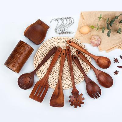 China Sustainable Kitchen Accessories Healthy Kitchen Reusable And Nontoxic Eco-friendly Wooden Utensils Set Wooden Spoons For Cookware Set for sale