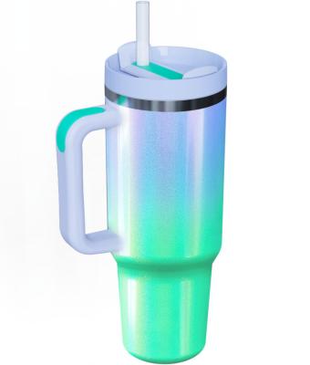 China Viable Sublimation Vacuum Insulated Stainless Steel 40oz Tumbler Cup With Handle Lid Straw Adventure Quencher 40oz Stanleys for sale