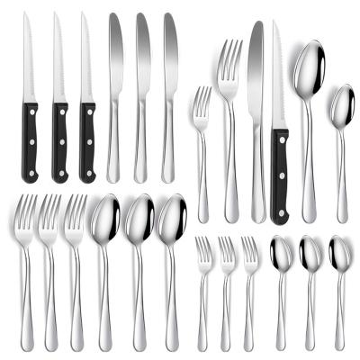 China Kitchen Sustainable Bases For New Home Utensils 24 Stainless Steel Silverware Sets Flatware Set Flatware Spoons And Forks Set for sale