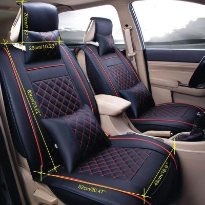 China Car Seat Cover PU Leather 5-Seat Sedan SUV Car Seat Cover Protector+Cushions Front and Rear Full Set+Pillows for sale