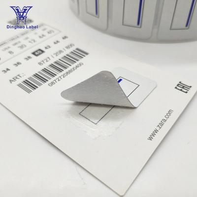 China Waterproof Garment Roll Label Gray Piggy Back Label 31x12 37x21 37x17 40x17 10.5x29 Adhesive Piggyback Label Sticker for Zara for sale