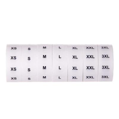 China Waterproof Custom S M L White Round Retail Size Label XL XXL XXXL Garment Clothing Size Stickers Adhesive Stickers For Clothing for sale