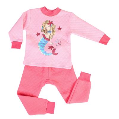 China Thermal Custom Design Thick Winter Cotton Polyester Girls Thermal Underwear Set Best Kids Long Thermal Underwear For Kids for sale