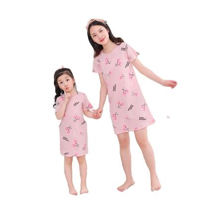 China New QUICK-DRY type cute parent-child children cartoon pajamas summer shorts sleeve cotton sleepwear low price cute pajamas for sale