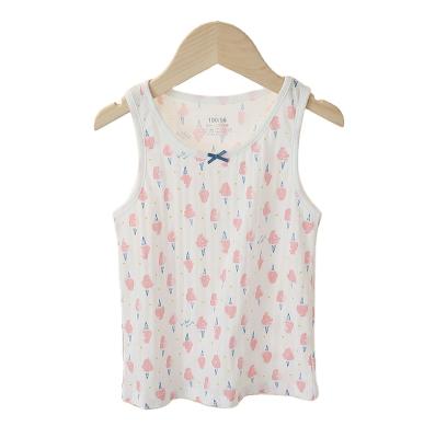 China Fashion Anti Shrink Cute White Cotton Tank Top Singlet Sleeveless Shirts For Girls Boys Kids for sale