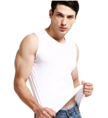 China Anti-pilling Customized Simple Blank Summer Wide Shoulder Cotton Tank Tops Casual Vest For Men for sale