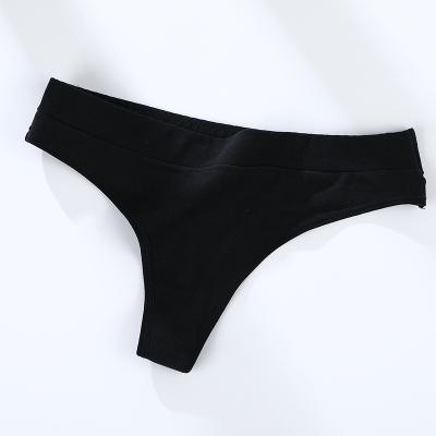 China Wholesale Antibacterial Sexy Ladies Cotton Bikini Black Thong Panties Breathable Underwear Girl With Wide Waist for sale