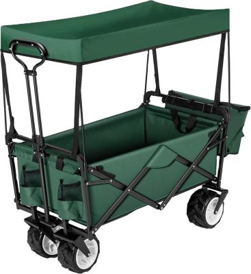 China Heavy Duty Folding Transoprt Cart Carts With Removable Canopy For Camping Beach Shopping Picnic Sports for sale