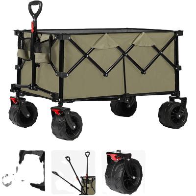 China Multifunctional Portable Transoprt Cart with Four Wheels and Adjustable Handles for Yard Large Capacity Heavy Duty Utility Cart for sale