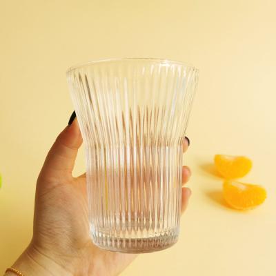 China Viable Manufactures Striped Coffee Mug Heat Saling Hot Vertical Coffee Bean Glass Water Cup Creative Mug for sale