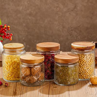 China Creative Food Decoration Embossed Cork Snacks Dried Fruit Miscellaneous Jar Grain Glass Storage Sealed Jar for sale