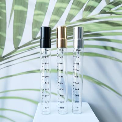 China 10ml Mini Empty Refillable Spray Empty Cosmetic Glass Perfume Bottle With Scale for sale