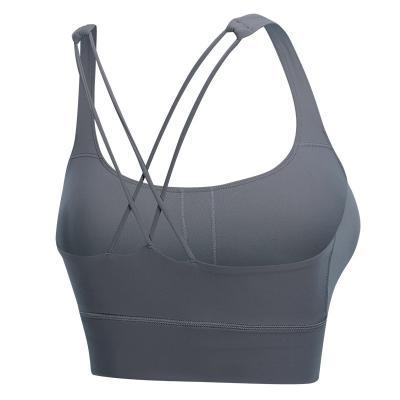 China Yoga Strappy Fitness Bra QUICK DRY Women Sportswear Seamless Padded Running Top for sale