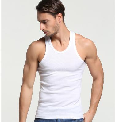 China Tank Tops Men's Fitness Clothing Sports Gym Anti-Shrink White Ribbed Vest For Men Stringer Tank Top for sale