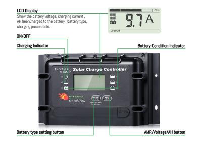 중국 LCD LED 60Amp 디지털 태양 전지 제어기 선택용 원격 디스플레이 판매용