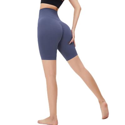 China Breathable seamless yoga set crac! crack! the butt shorts strakke yoga shorts drawstring u collar seamless crop top! crack! sport seamless butt for sale