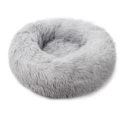 China Best Pet Bed Breathable Warm Cats Dogs Round Sofa Mechanical Wash Soft Long Plush Round Sleep Winter Pet Cushion for sale