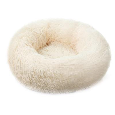 China Long Plush Best Pet Bed Dogs Cats Cushion Breathable Mechanic Round Soft Winter Warm Sleep Round Sofa for sale