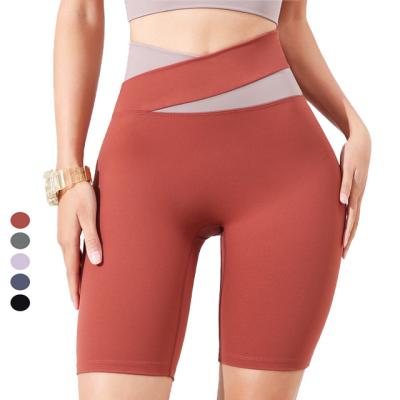 China New Arrival Breathable Women Workout Shorts High Waist Color Matching Yoga Shorts Womens Yoga Pants Gym Yoga Abbreviations for sale