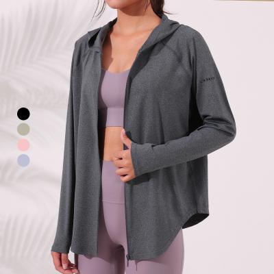 China OEM Women's Breathable Long Sleeve Lulu Jackets Workout Wear Yoga Tops Sports Coat Fitness Hoodie Gym Zip Up Jacket Yoga Women for sale