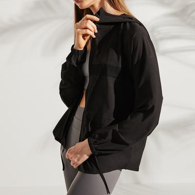 China Breathable Full Zipper Long Sleeve Hoodie Shirt UV Shirt Top Track Womens Running Jacket for sale